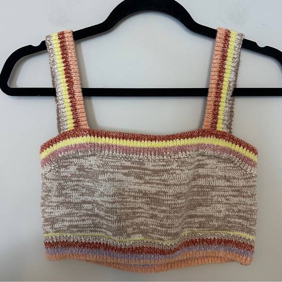 Free People In the Sun Multicolor Knit Cropped Bra Tank Top - Picture 1 of 3